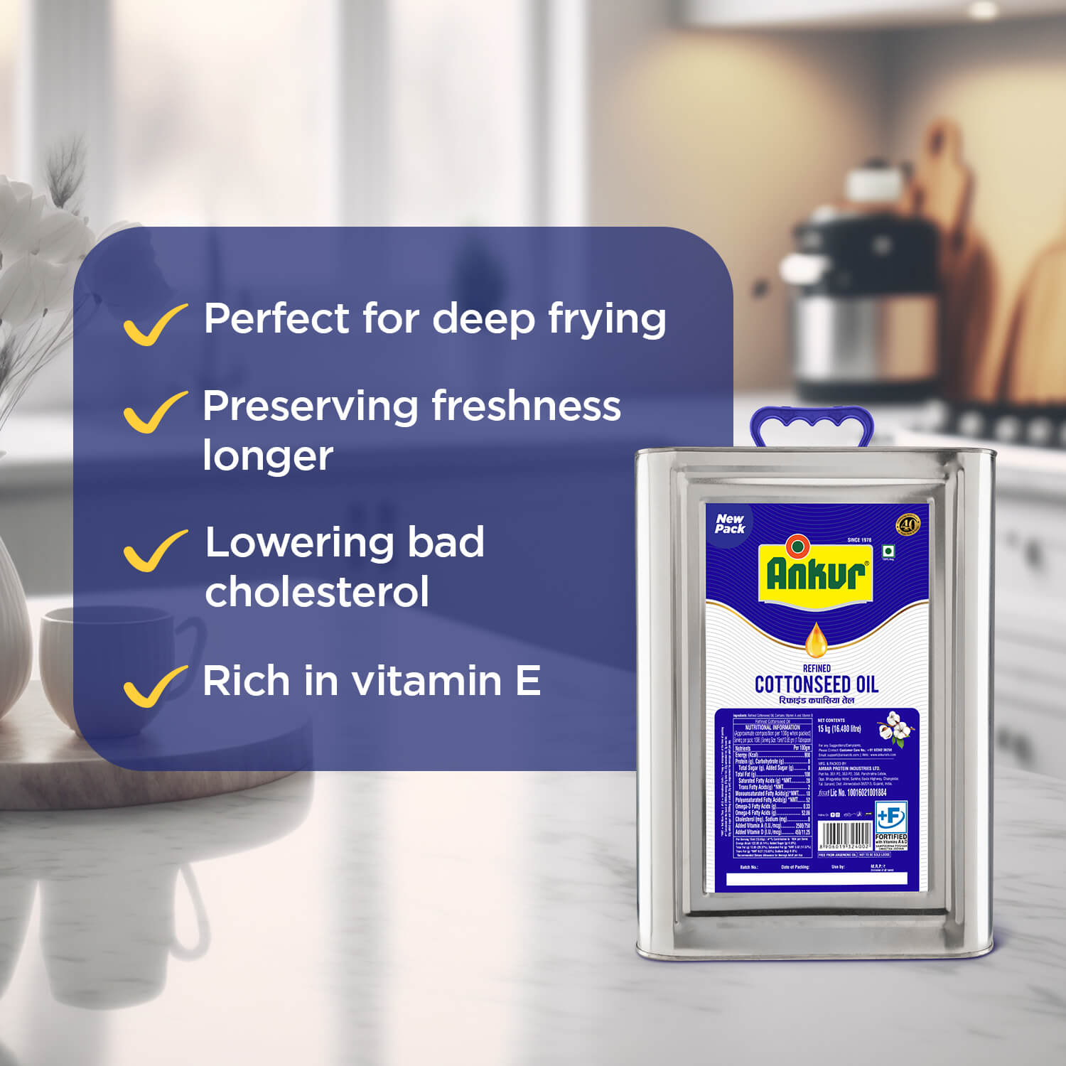 Refined Cottonseed Oil 15KG Tin