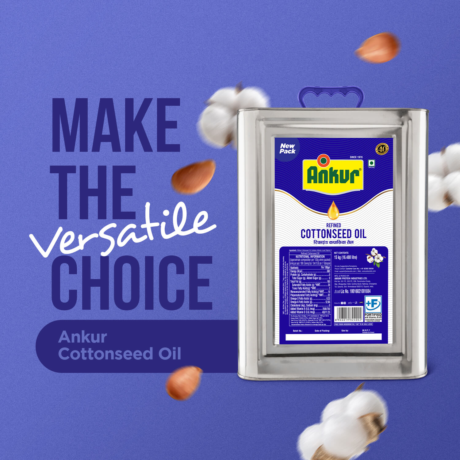 Refined Cottonseed Oil 15KG Tin