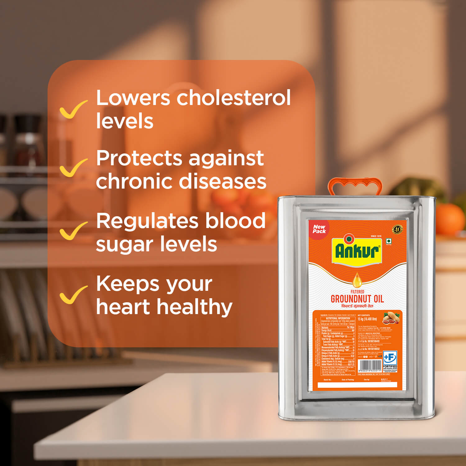 Filtered Groundnut Oil 15KG Tin