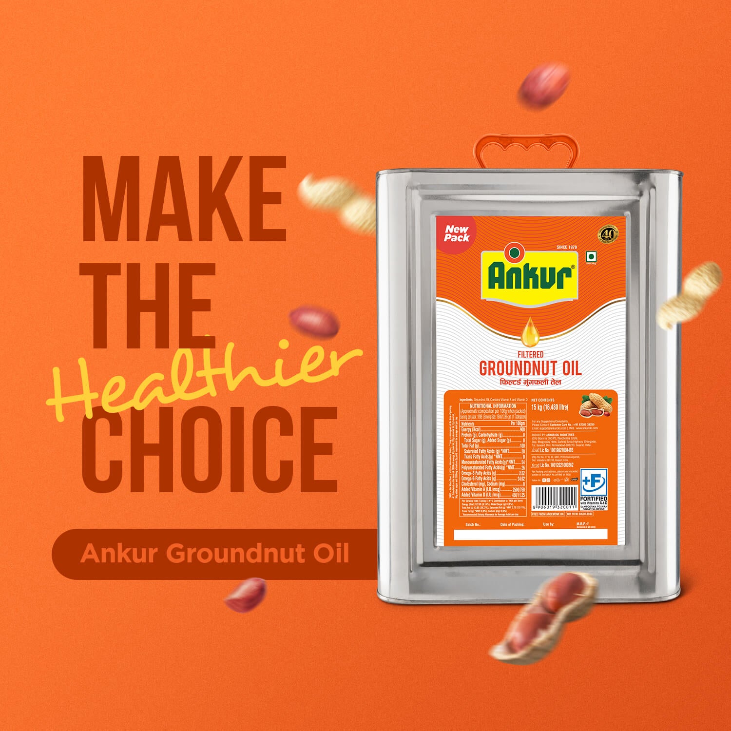 Filtered Groundnut Oil 15KG Tin