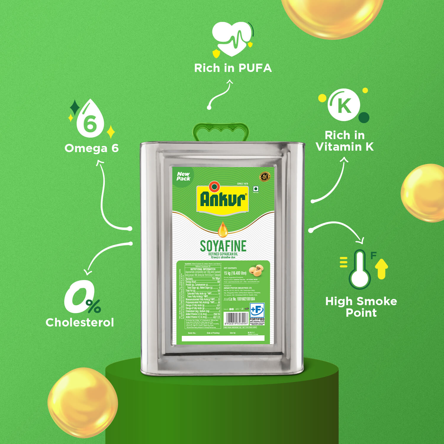 Refined Soyabean Oil 15KG Tin