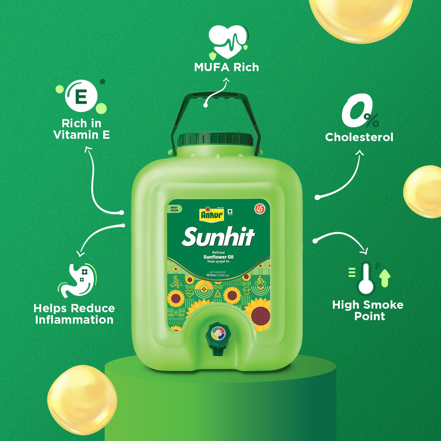 Refined Sunflower Oil 13 KG Tap Jar