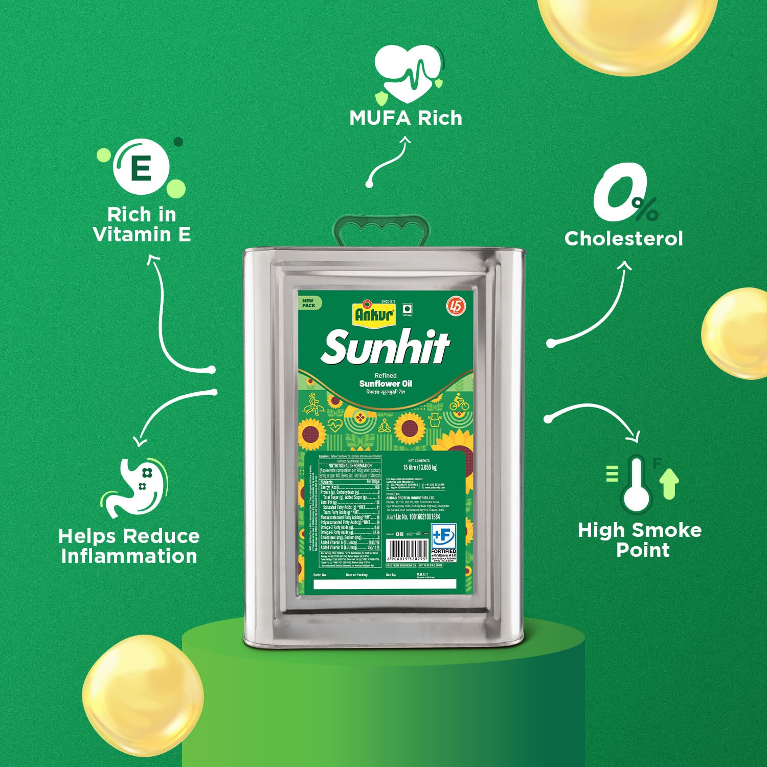 Refined Sunflower Oil 13KG Tin