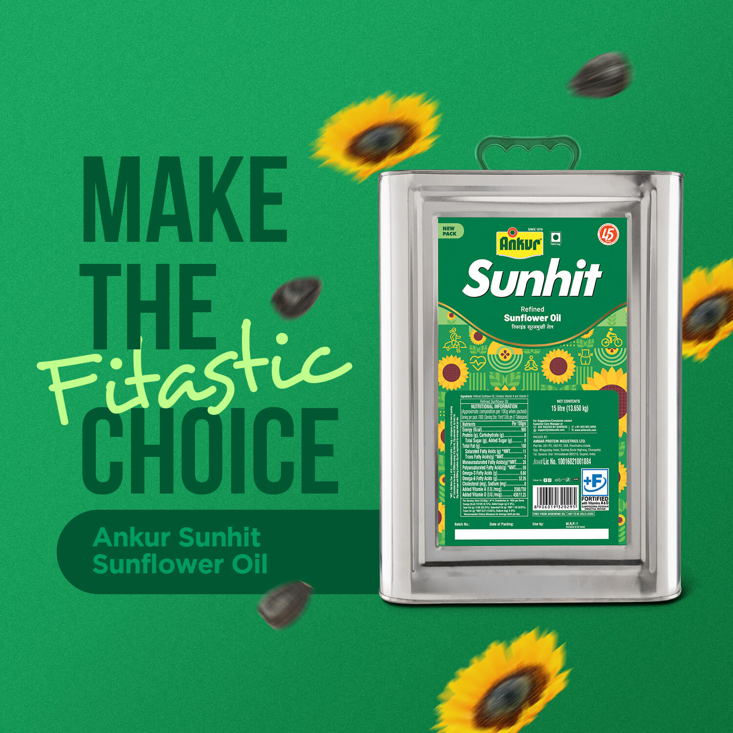Refined Sunflower Oil 13KG Tin