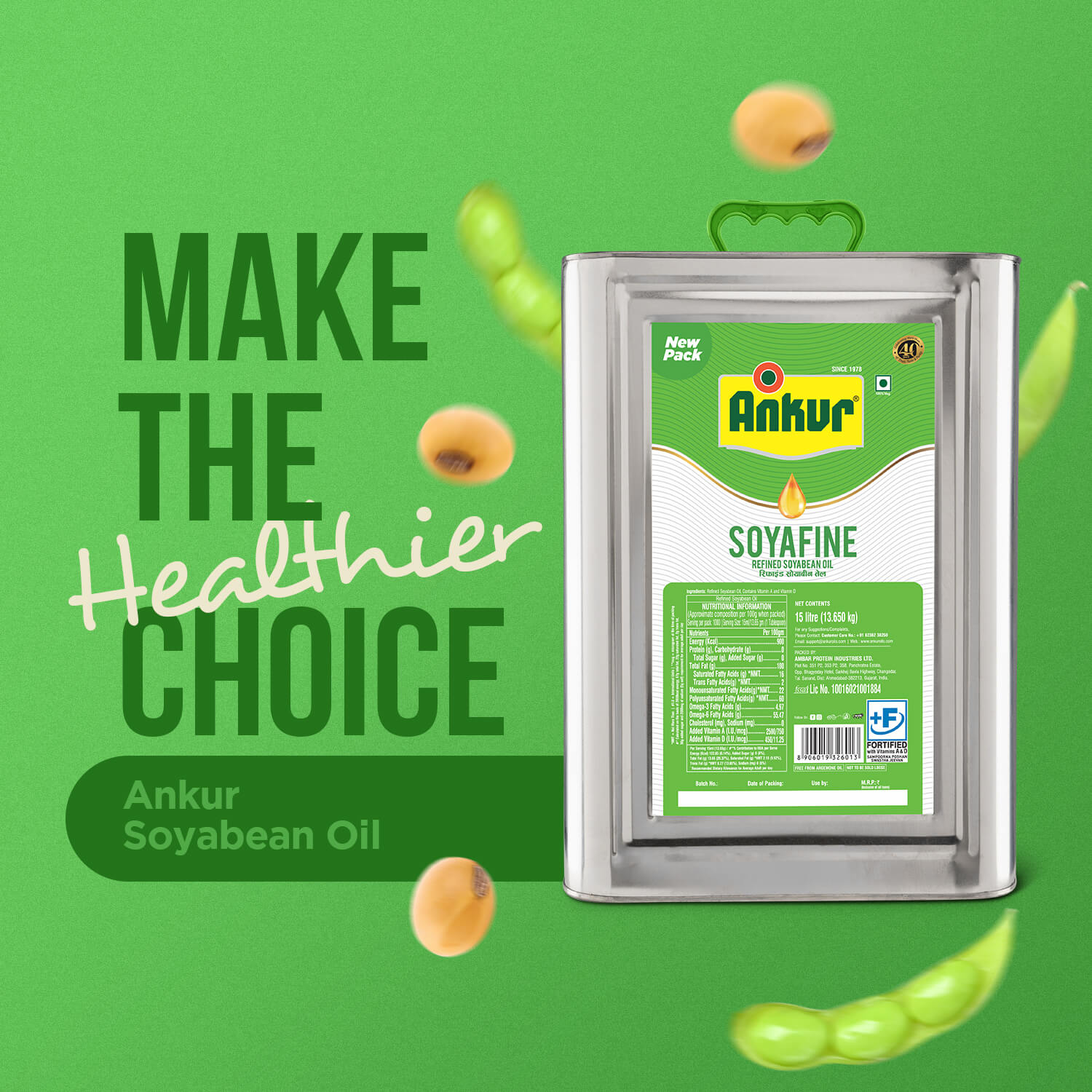 Refined Soyabean Oil 13 KG Tin