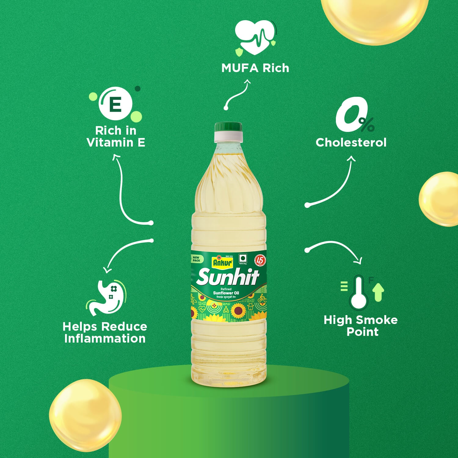 Refined Sunflower Oil 870 GM Bottle