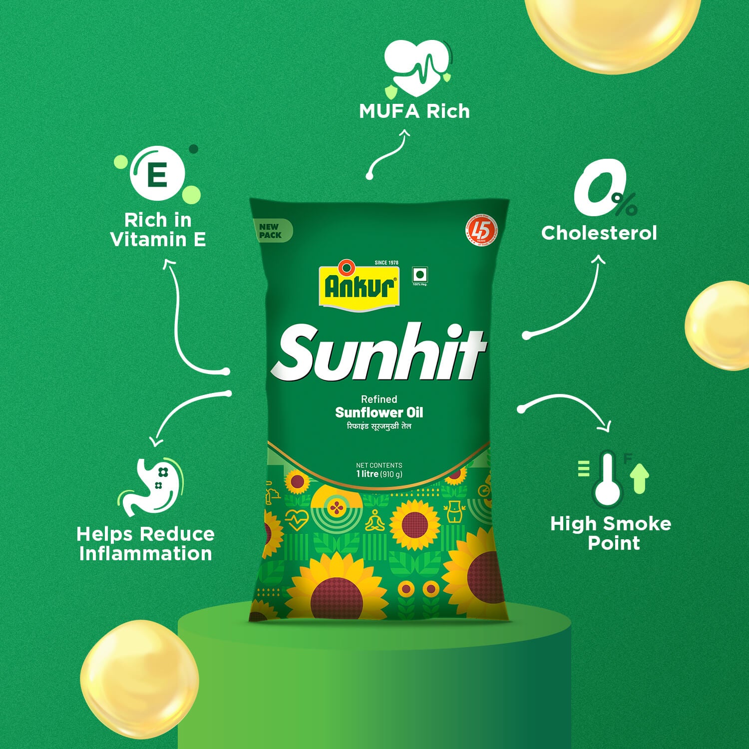 Refined Sunflower Oil 870gm Pouch