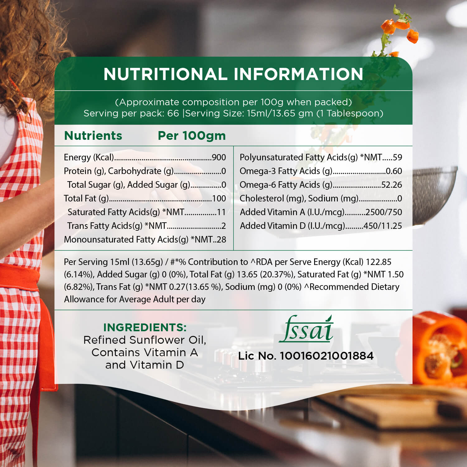 Refined Sunflower Oil 870gm Pouch