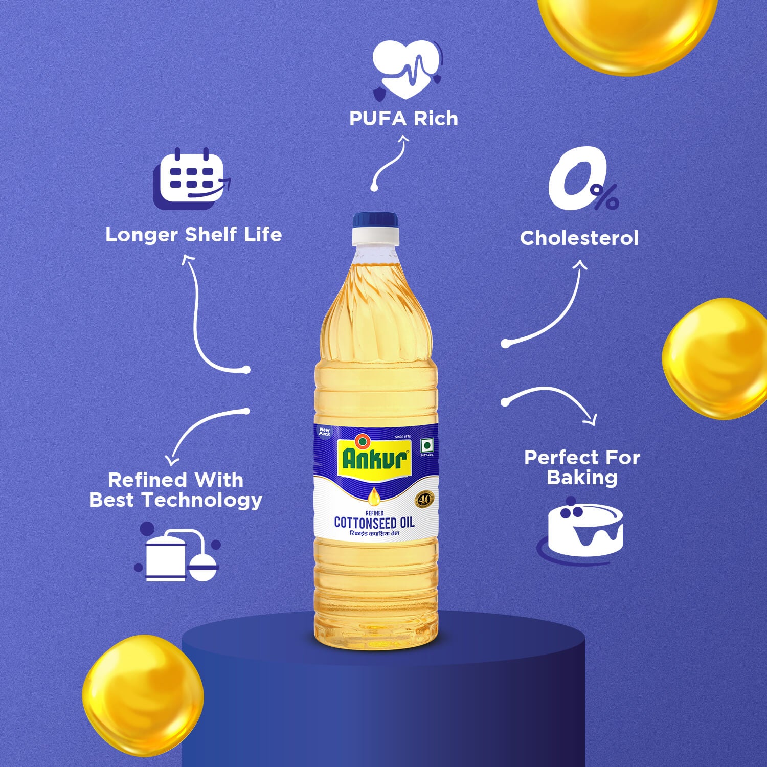 Refined Cottonseed Oil 870 GM Bottle