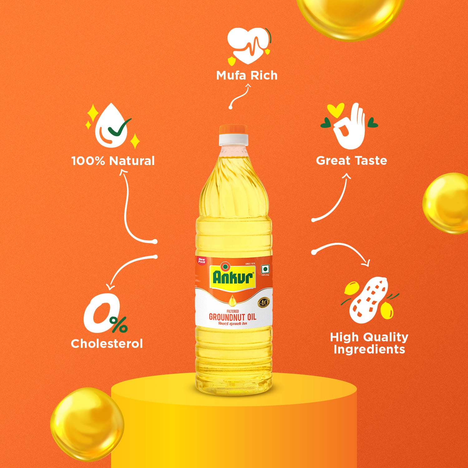 Filtered Groundnut Oil 870 GM Bottle