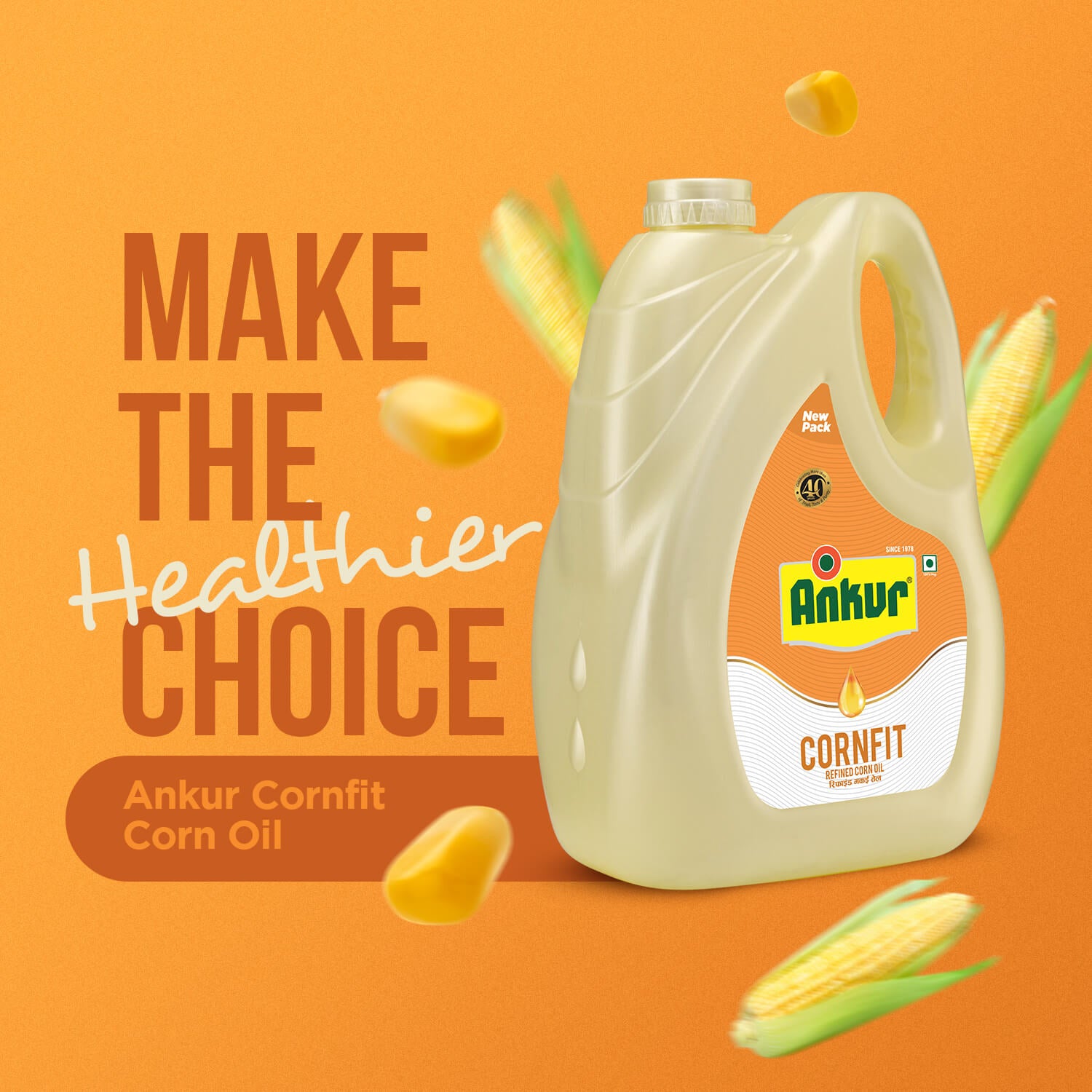 Refined Corn Oil 4.350 KG Jar - Ankur Oil Industries