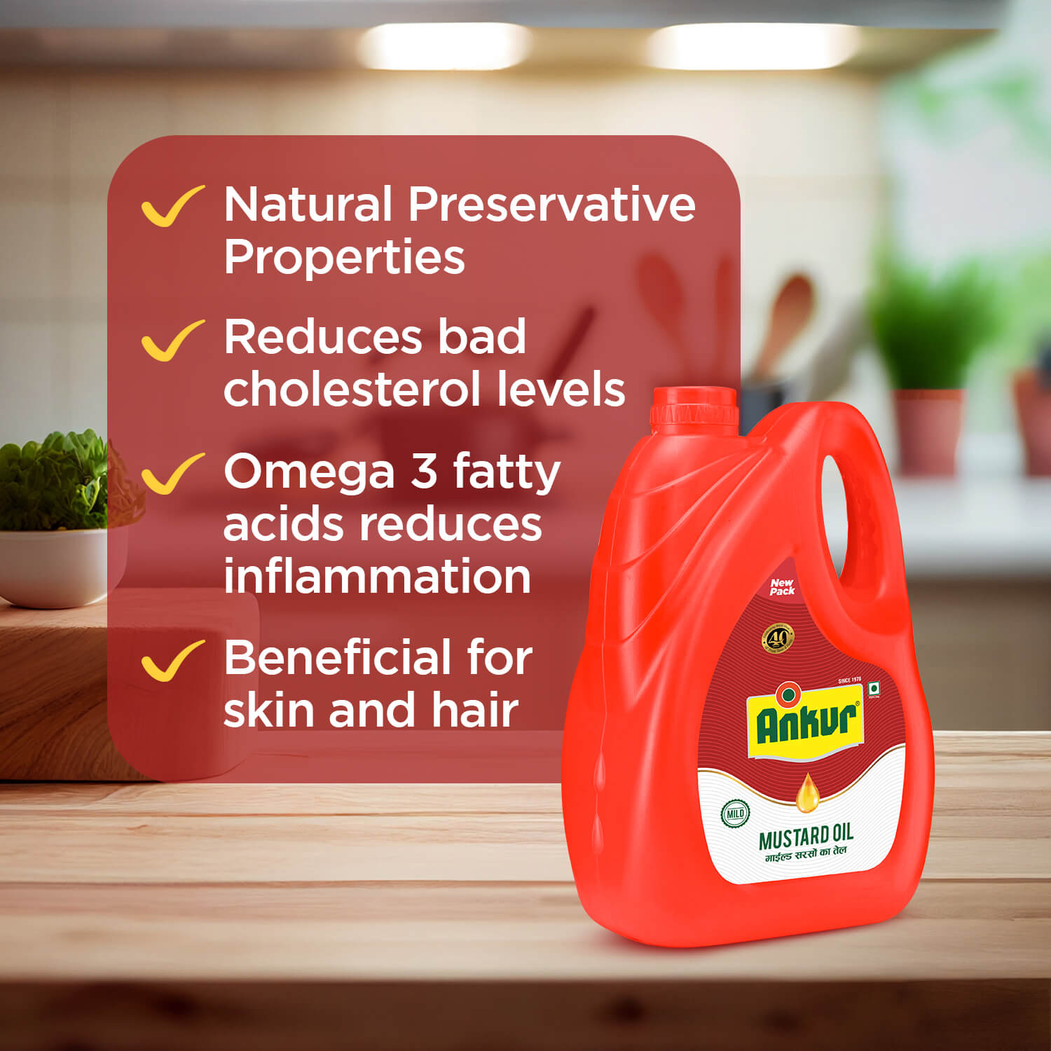 Mild Mustard Oil 4.350 KG Jar - Ankur Oil Industries