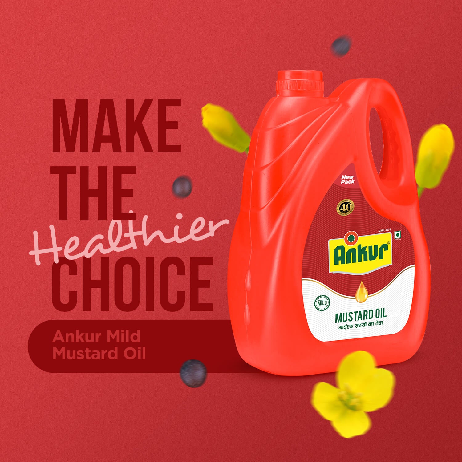 Mild Mustard Oil 4.350 KG Jar - Ankur Oil Industries