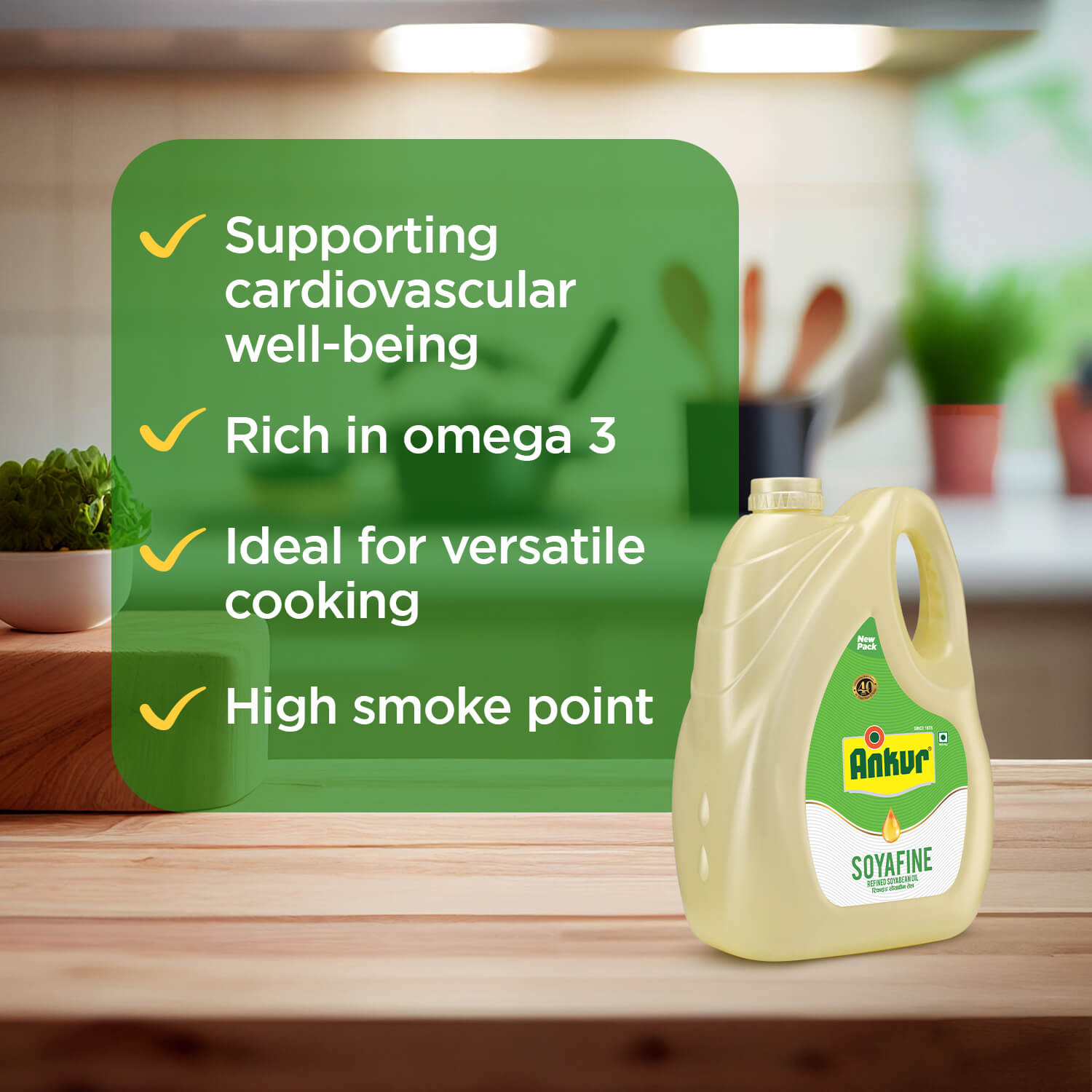 Refined Soyabean Oil 4.350 KG Jar - Ankur Oil Industries