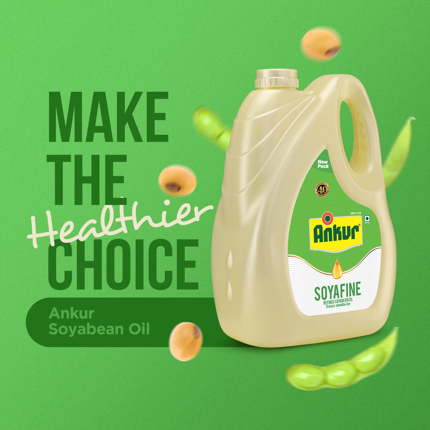 Refined Soyabean Oil 4.350 KG Jar - Ankur Oil Industries