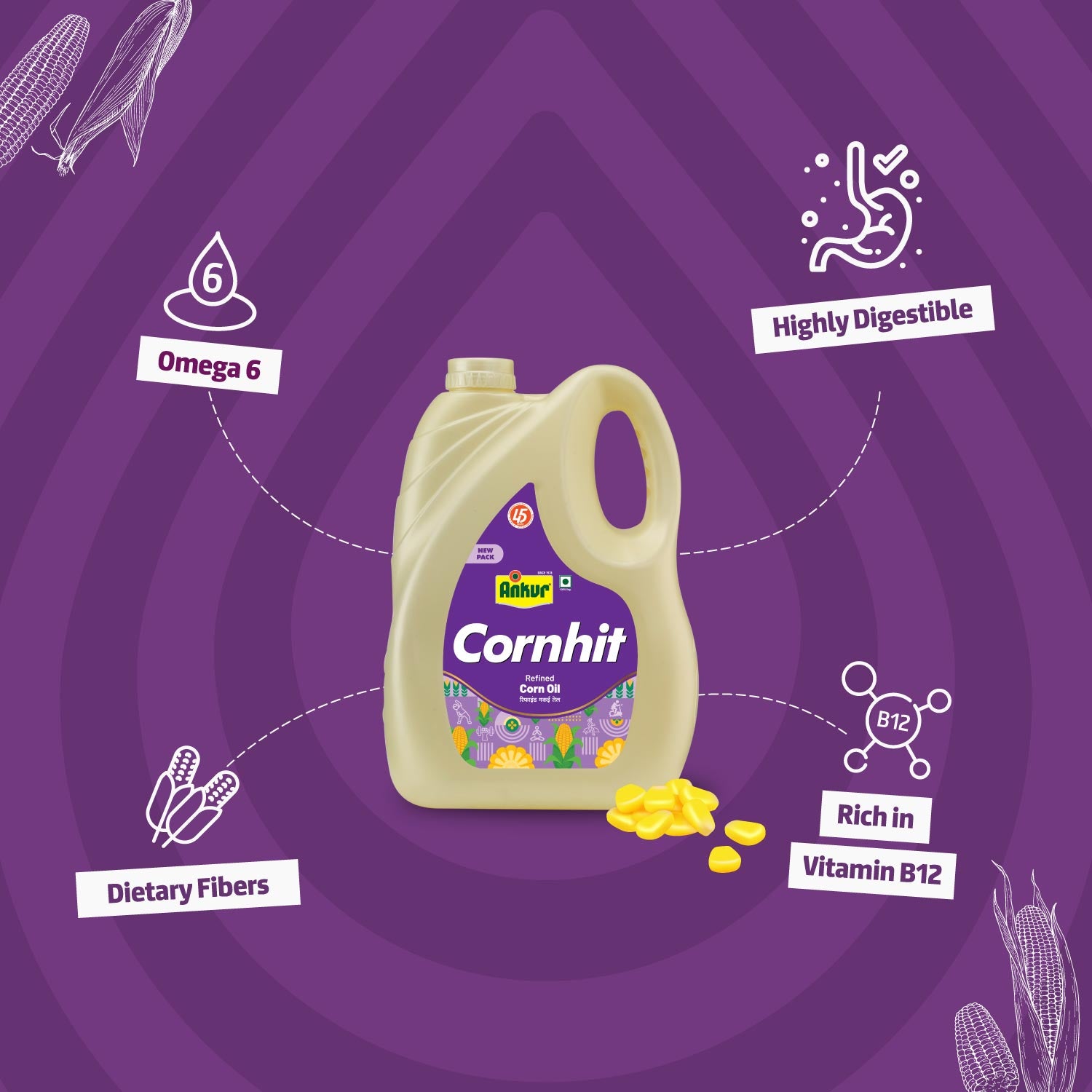 Refined Corn Oil 4.350 KG Jar - Ankur Oil Industries