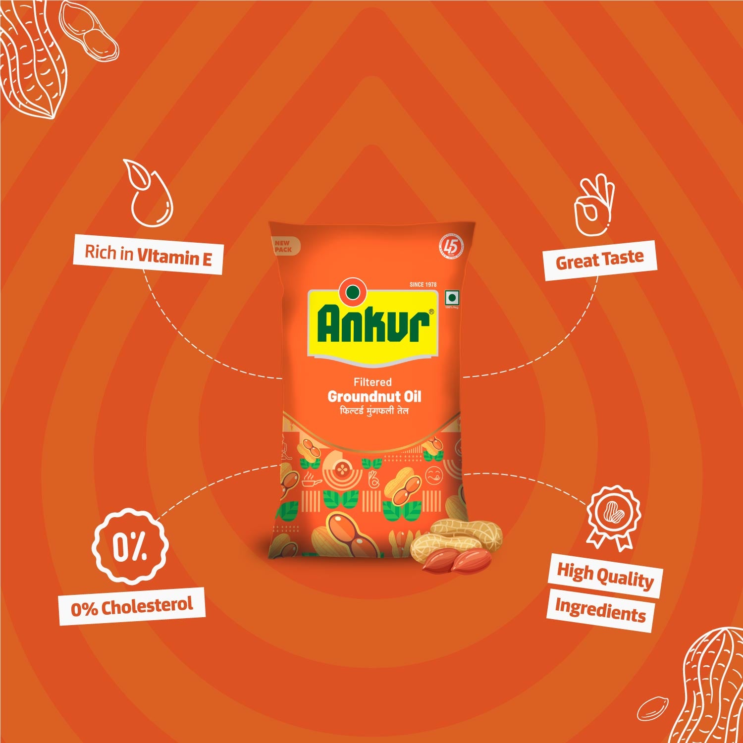 Filtered Groundnut Oil 870 GM Pouch