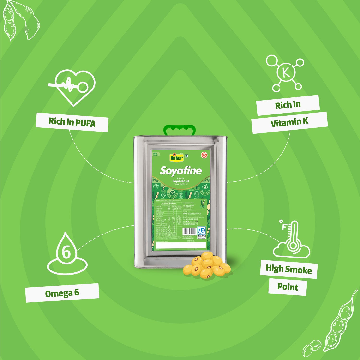 Refined Soyabean Oil 15KG Tin