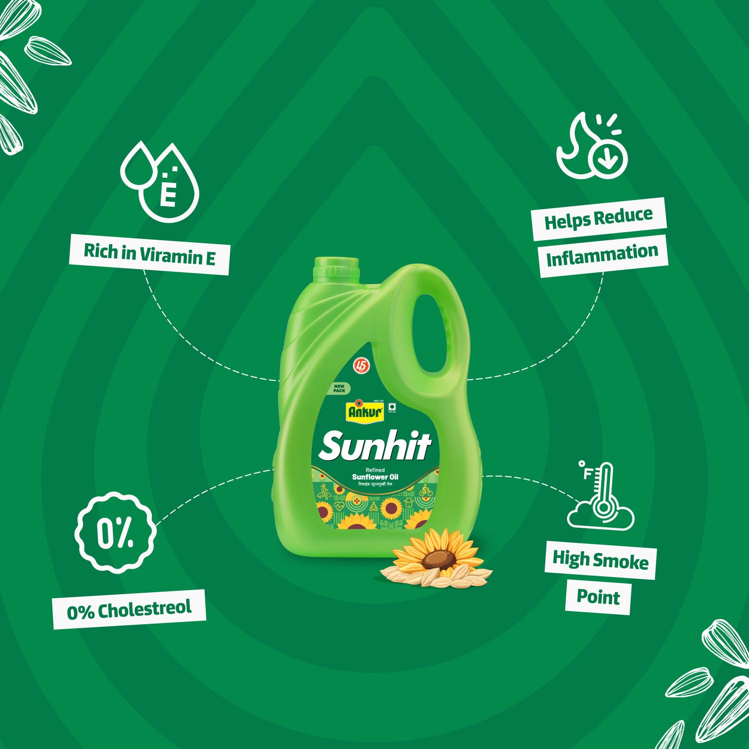 Refined Sunflower Oil 4.350Kg Jar - Ankur Oil Industries